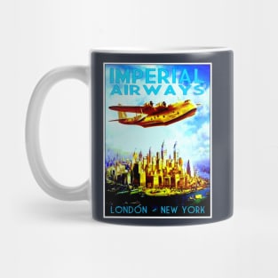 Imperial Airways Fly to London and New York Travel Print Mug